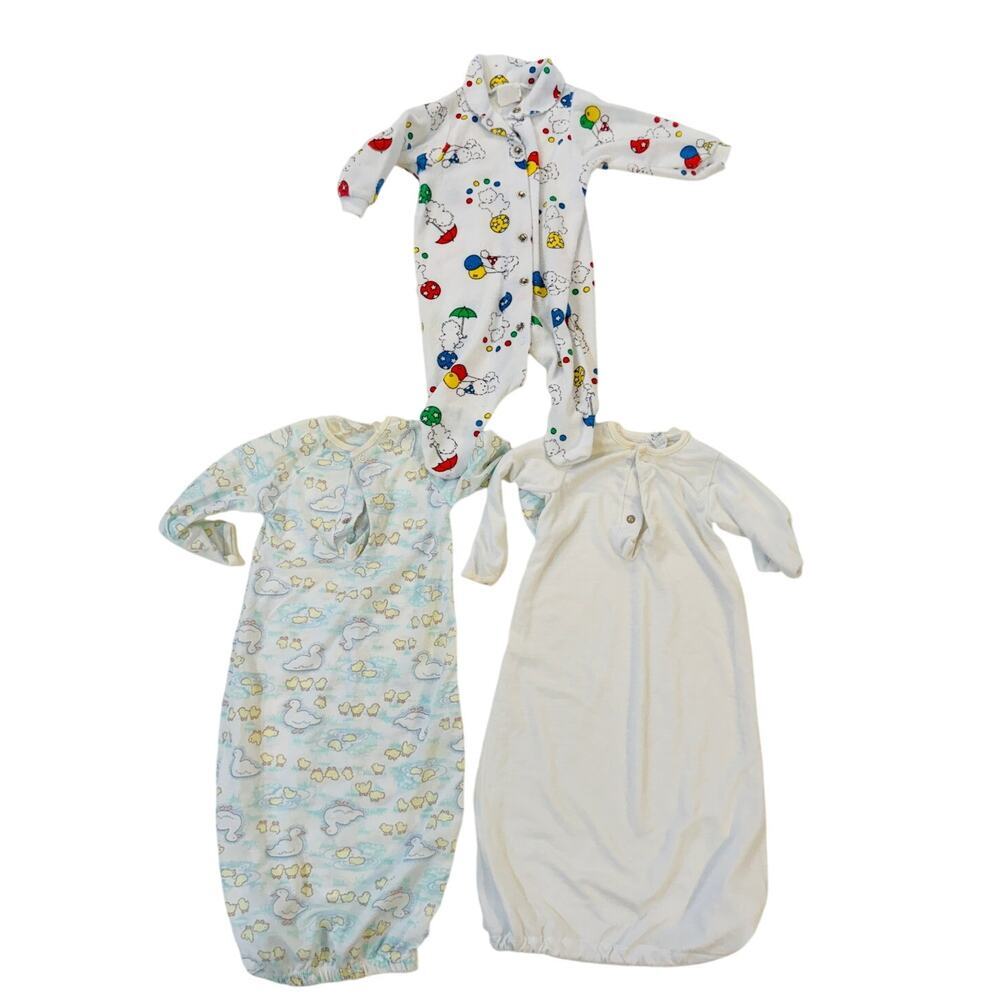 Vintage‎ Carter's Baby Pajamas 3pc Lot – 90s Soft Cotton Footies & Onesie Ducks
